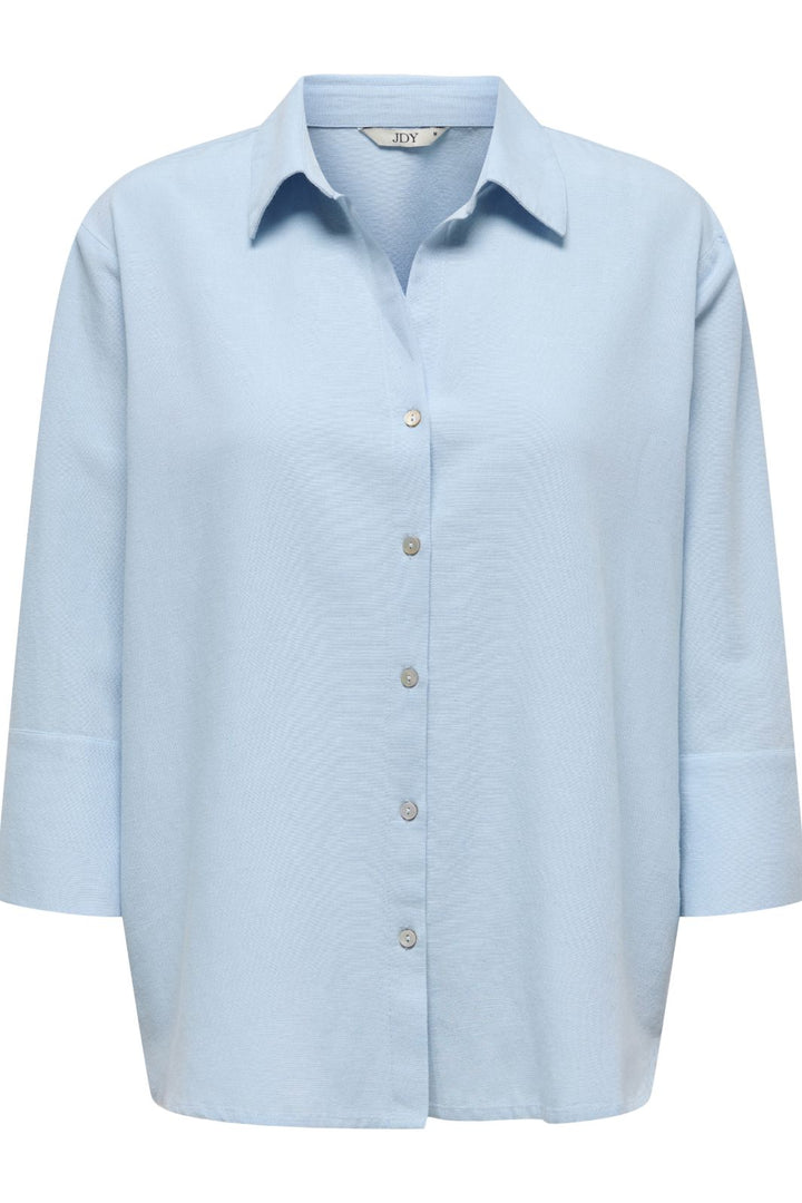 JDY - Jdylucia 3/4 Linen Shirt - 4941426 Cashmere Blue Skjorter 