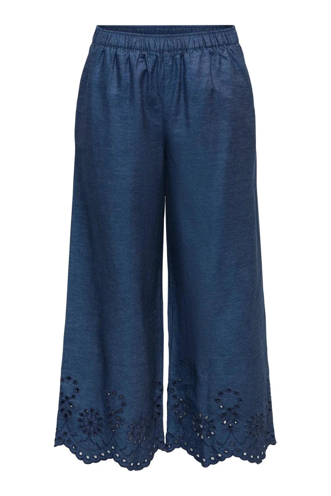 JDY - Jdymargot Bille Embr Pant - 5026806 Medium Blue Denim Navy Embroidery Bukser 
