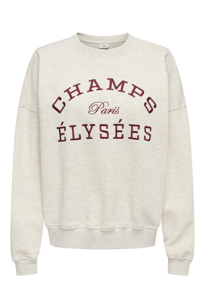 JDY - Jdymesa L/S O-Neck Emb Sweat - 4974040 Oatmeal Champs Cabernet Emb