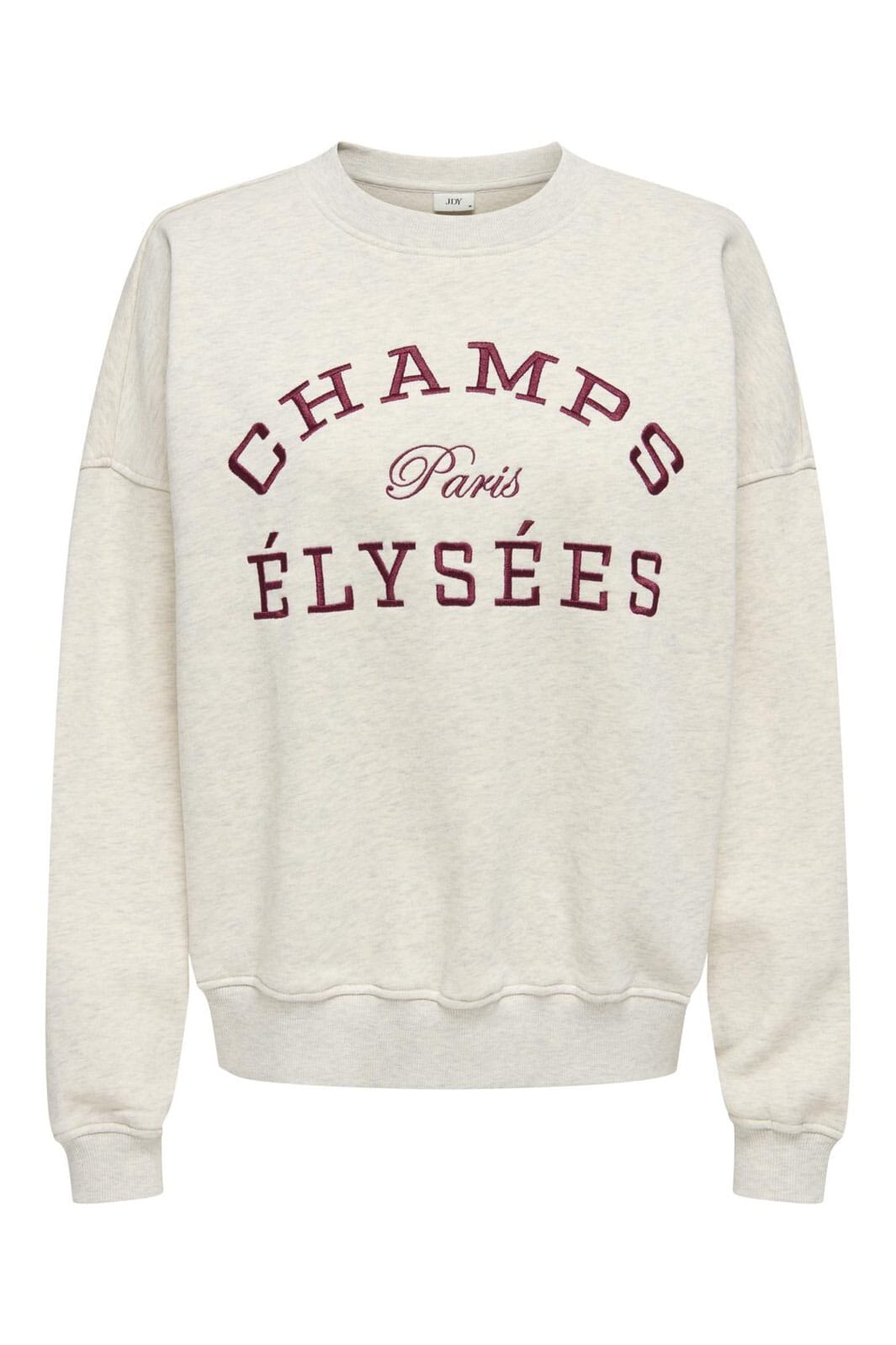 JDY - Jdymesa L/S O-Neck Emb Sweat - 4974040 Oatmeal Champs Cabernet Emb