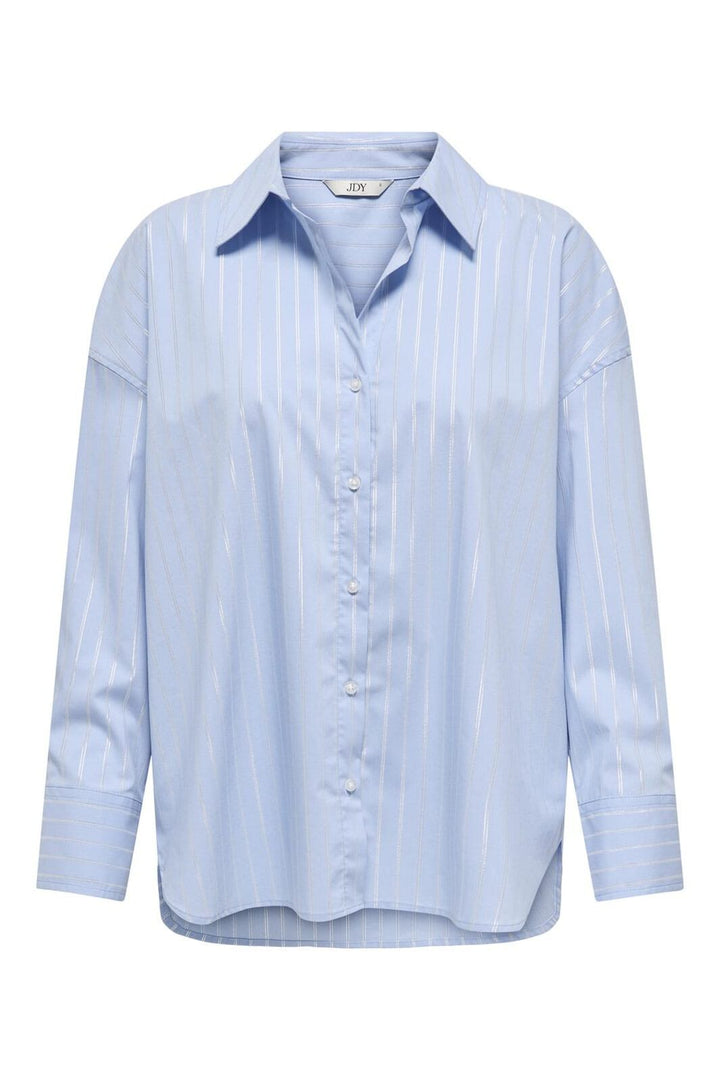JDY - Jdymio L/S Lurex Loose Shirt - 4873551 Chambray Blue Silver Lurex