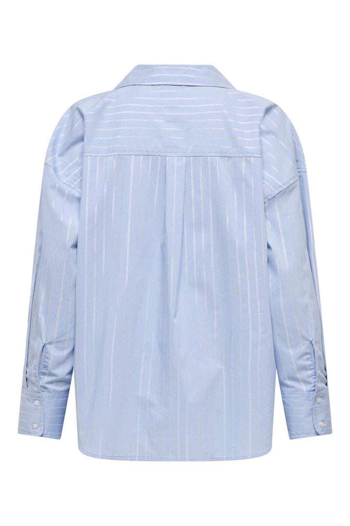 JDY - Jdymio L/S Lurex Loose Shirt - 4873551 Chambray Blue Silver Lurex