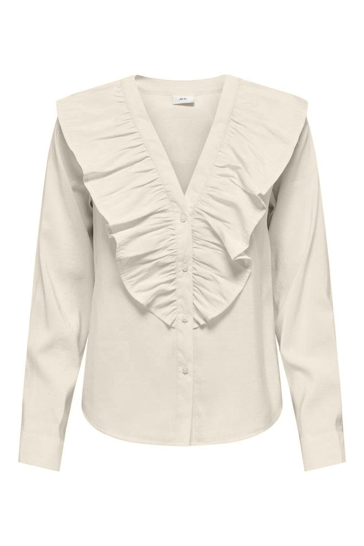 JDY - Jdymy Evie L/S V-Neck Frill Shirt - 4902570 Birch