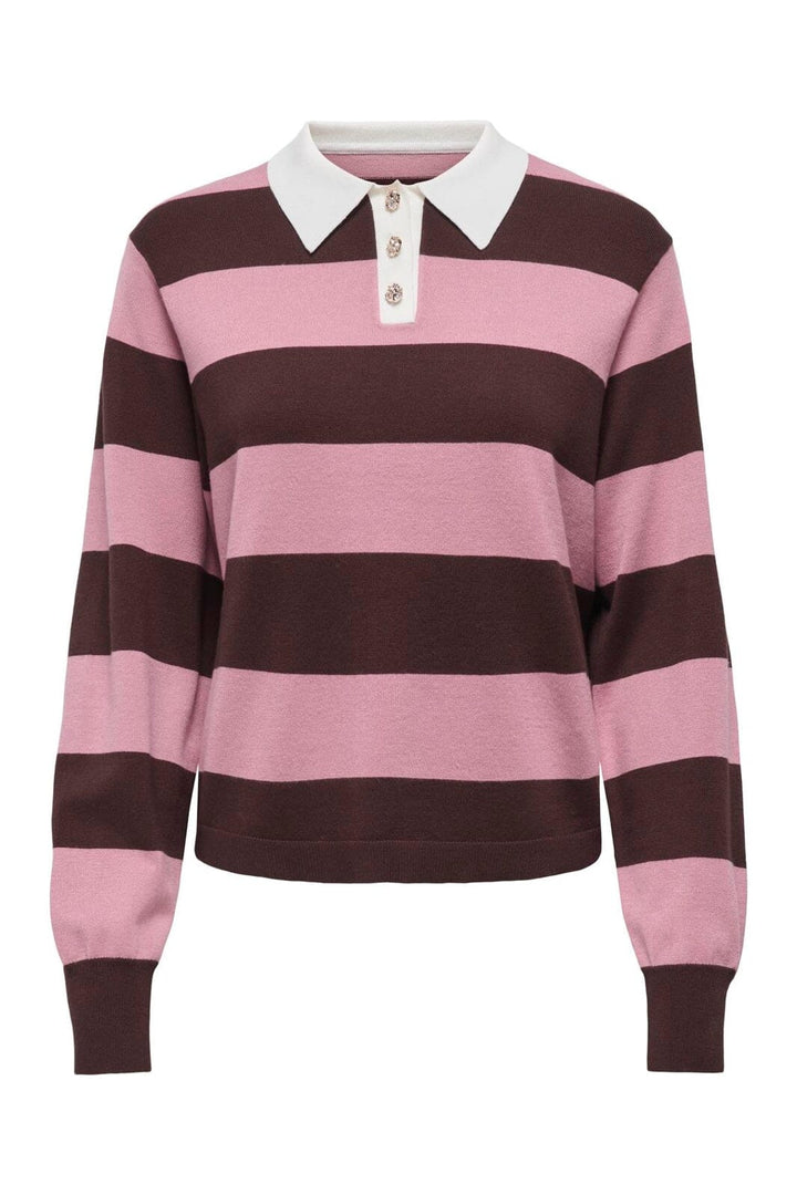 JDY - Jdynaima L/S Polo Pullover Knt - 5077092 Chicory Coffee W. Lilas