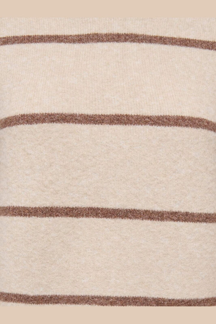 JDY - Jdyneel L/S O-Neck Stripe Pullover Knt - 5121137 Oatmeal Bison Wide Stripes