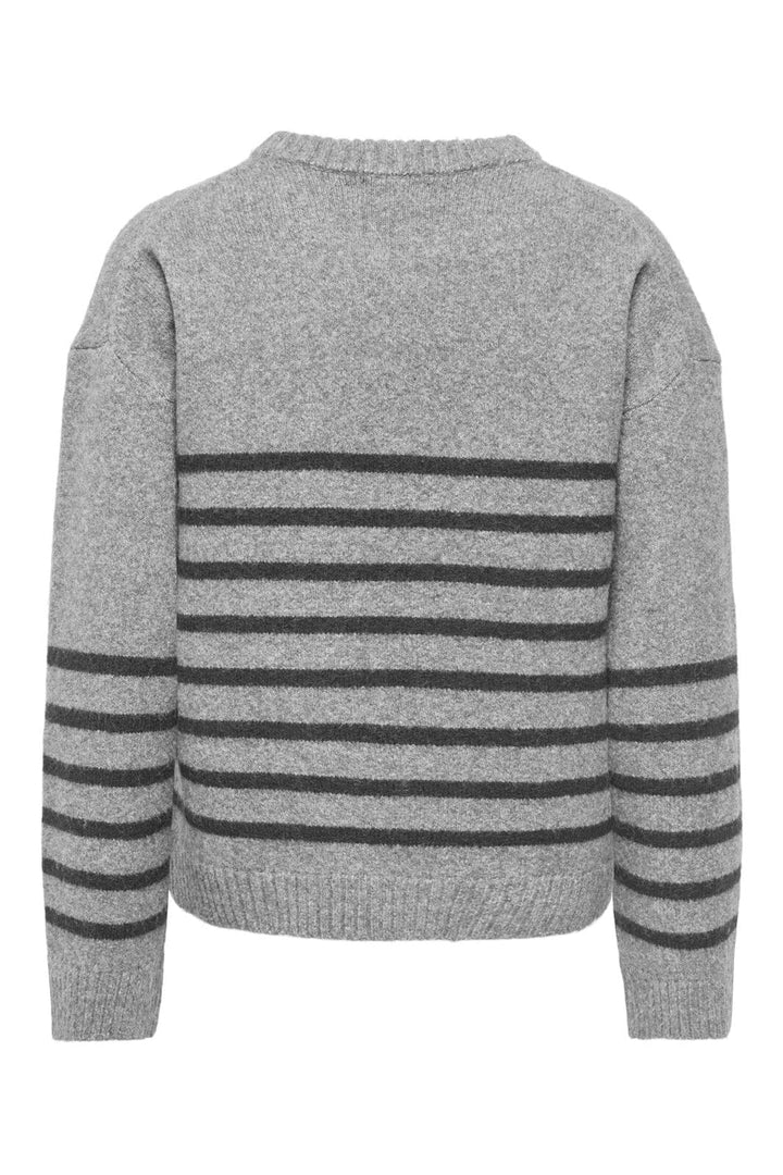 JDY - Jdyneel L/S O-Neck Stripe Pullover Knt - 5174108 Light Grey Melange Dark Grey Melange Thin Stripes