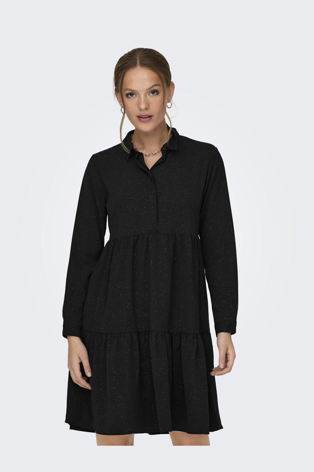 JDY - Jdypiper L/S Foil Shirt Dress - 4400726 Black Foil