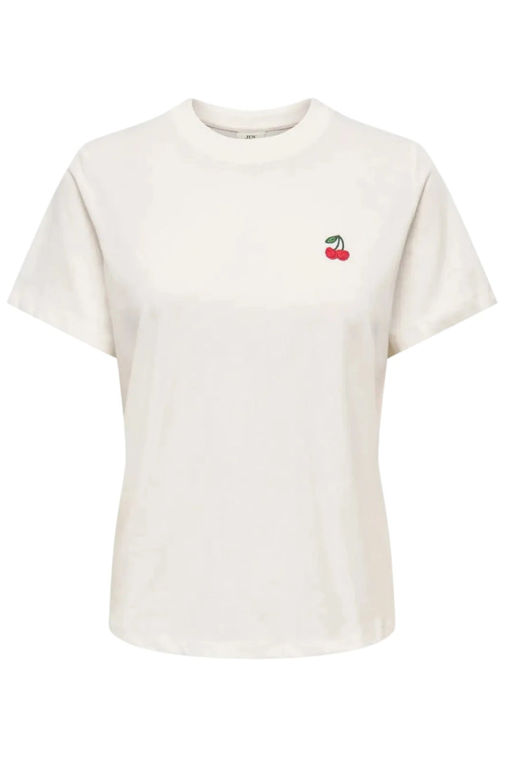 JDY - Jdypisa S/S Print Top - 4998331 Cloud Dancer Cherry T-shirts 