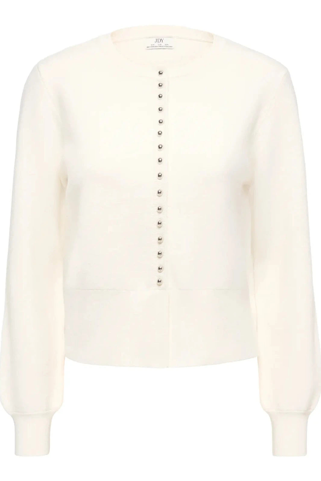 JDY - Jdyprime Life L/S O-Neck Button Card Knt - 5020623 Cloud Dancer Strikbluser 