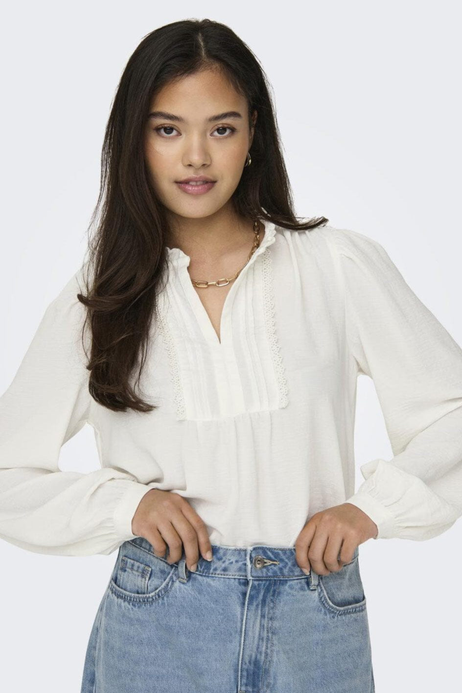 JDY - Jdyrachel Life L/S Pintuck Top - 4505028 Cloud Dancer
