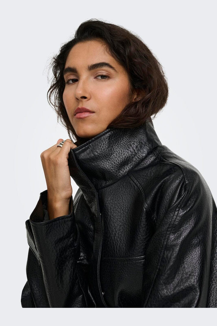 JDY - Jdyraye Faux Leath.Highneck Jkt - 5221646 Black
