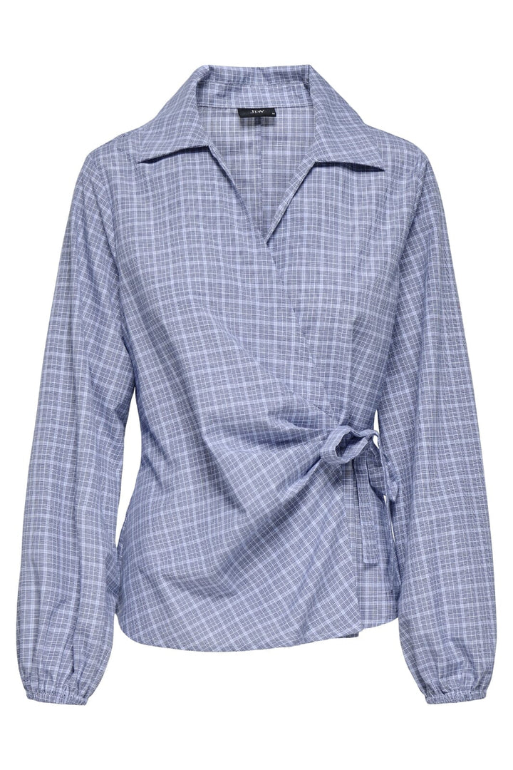 JDY - Jdyrika L/S Tie Knot Shirt - 4881678 Forever Blue White And Black