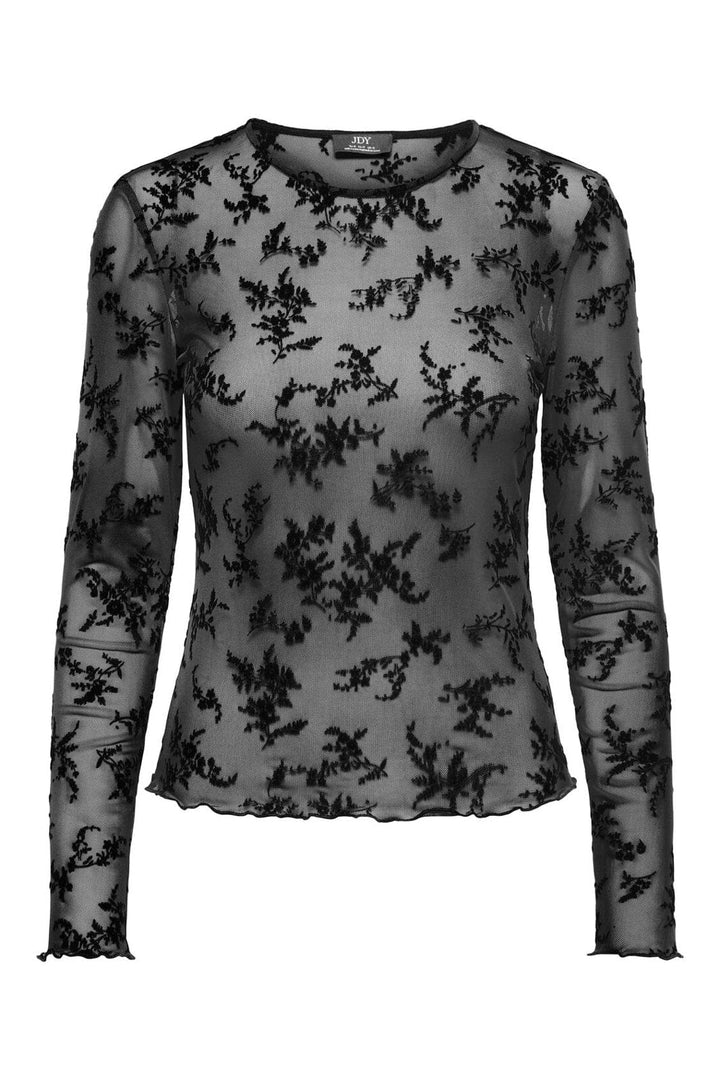 JDY - Jdyruby L/S Mesh Top - 5172894 Black Bouquet