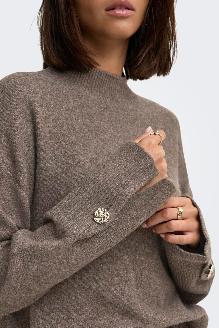 JDY - Jdysabrina L/S Hn Detail Pullov Knt - 5111246 Falcon Melange