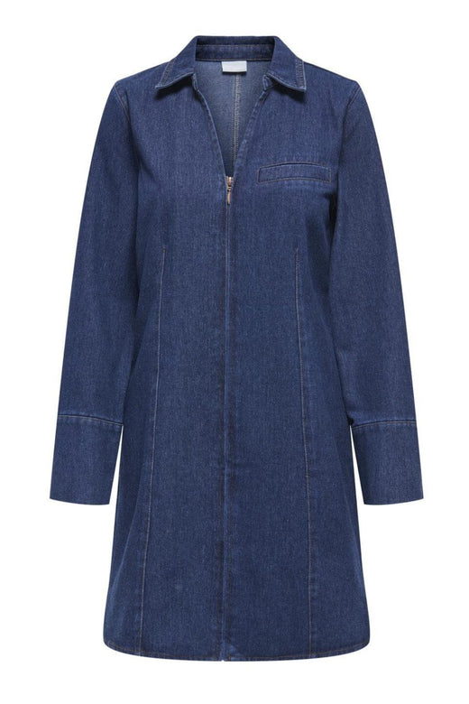JDY - Jdysally Zip Stitch L/S Dress - 4874354 Dark Blue Denim