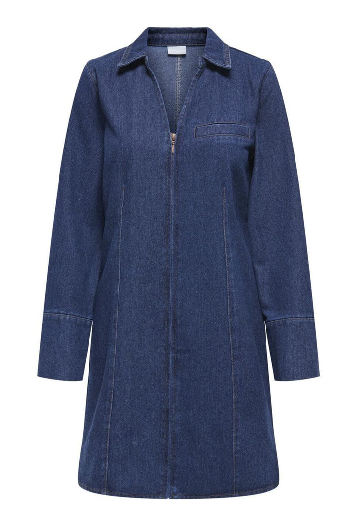 JDY - Jdysally Zip Stitch L/S Dress - 4874354 Dark Blue Denim