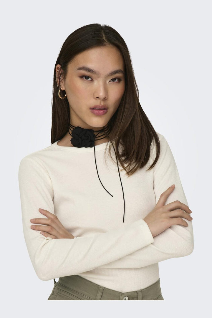 JDY - Jdysolar L/S O Neck Top Dia - 4381391 Cloud Dancer