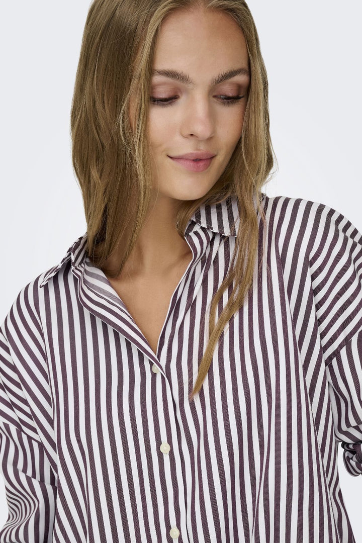 JDY - Jdyvesper L/S Loose Shirt - 4815311 Cloud Dancer Fig Skjorter 
