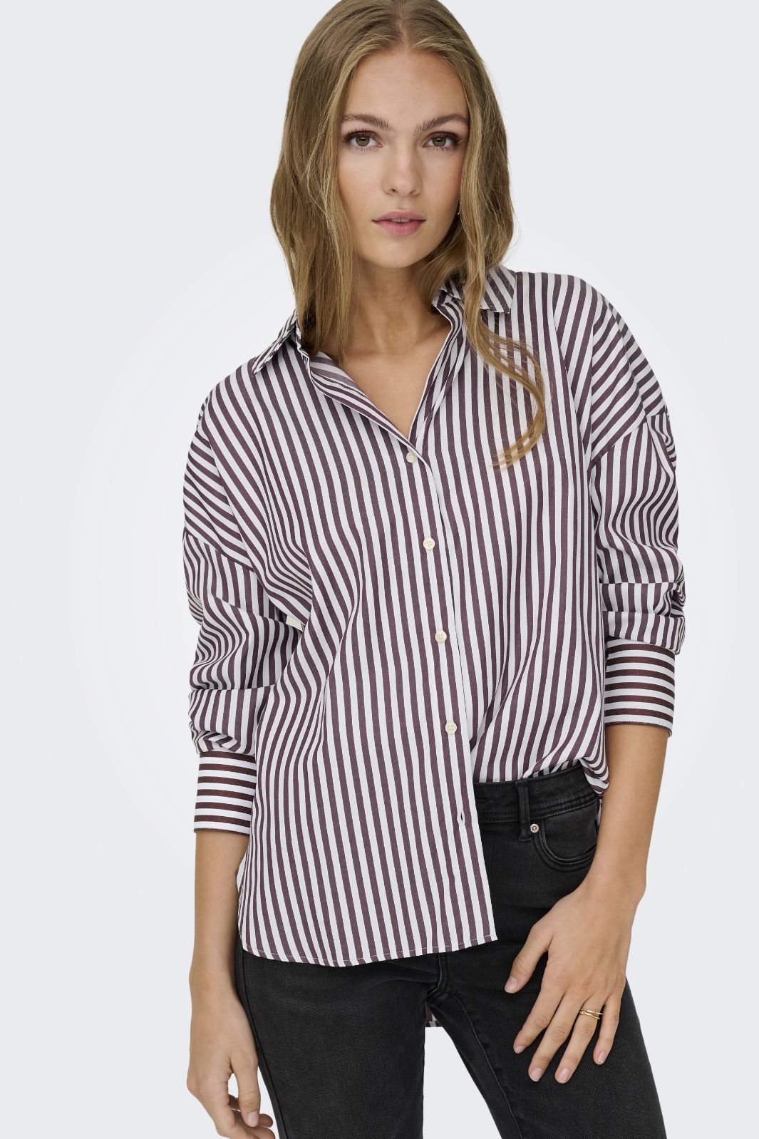 JDY - Jdyvesper L/S Loose Shirt - 4815311 Cloud Dancer Fig Skjorter 