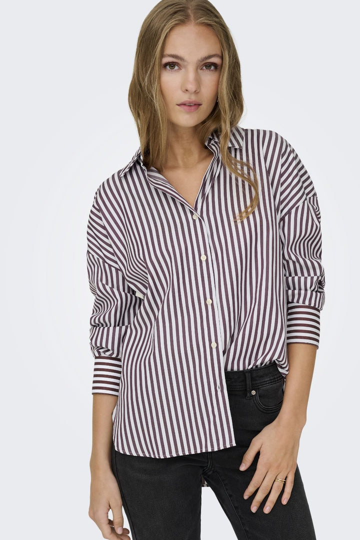 JDY - Jdyvesper L/S Loose Shirt - 4815311 Cloud Dancer Fig Skjorter 