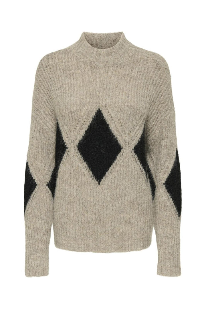 JDY - Jdyviv Life L/S High Neck Pullover Knt - 4876176 Mountain Trail Black