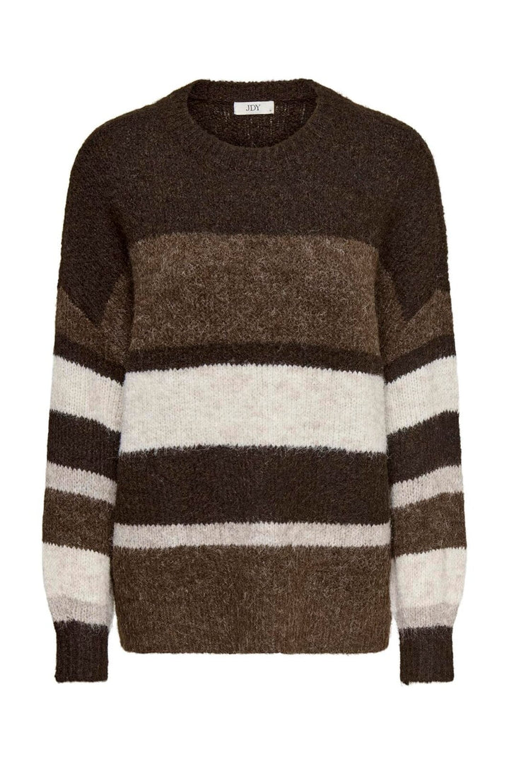 JDY - Jdyzoey Life L/S On Colorblock Pull Knt - 4989278 Chocolate Torte Shitake/ Birch Mel/ Chateau Gray