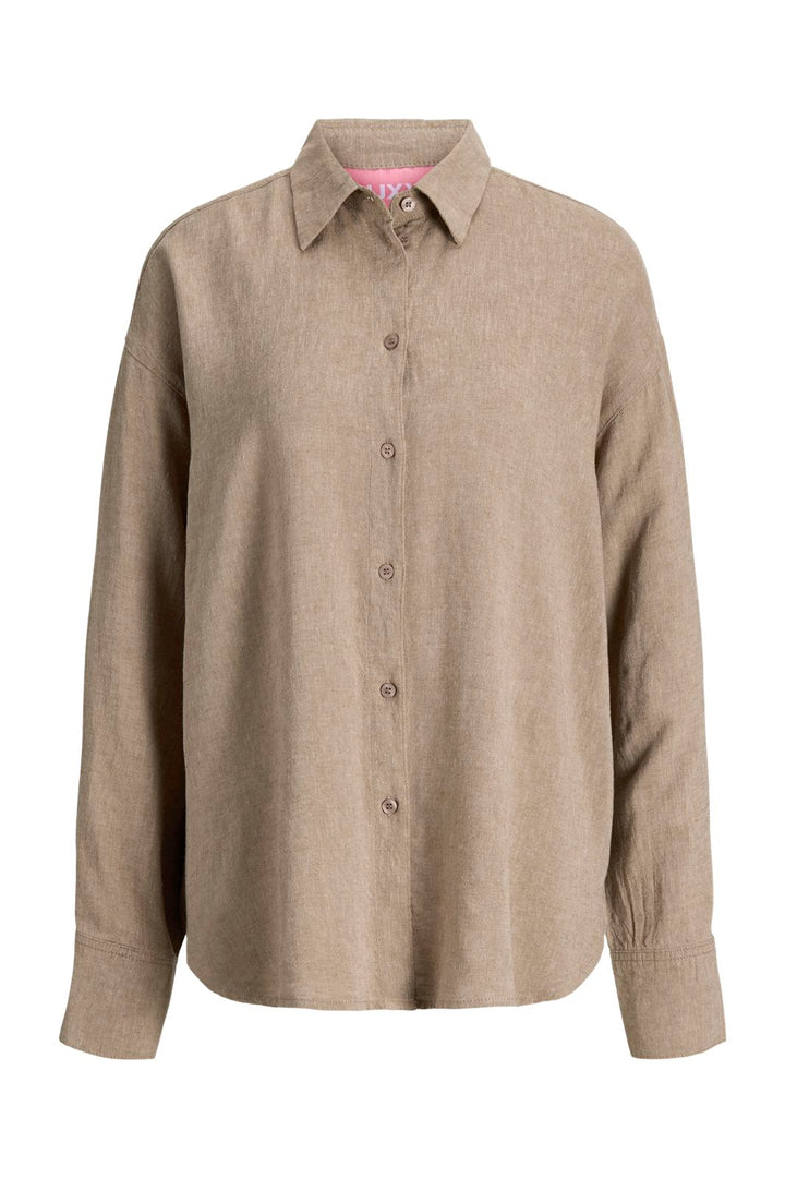 Jjxx - Jxalmira Linen Blend Ls Shirt Ln - 4919736 Silver Mink
