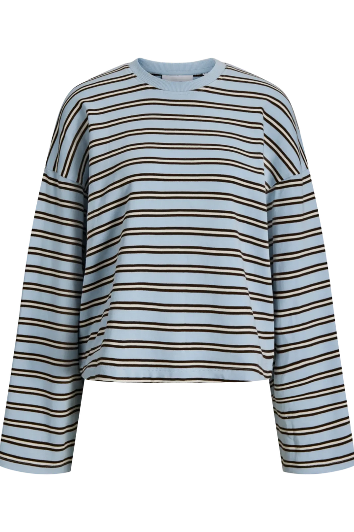 Jjxx - Jxbillie Loose Ls Stripe Sweat Swt - 5093801 Skyway Vanilla Ice/Demitasse Bluser 