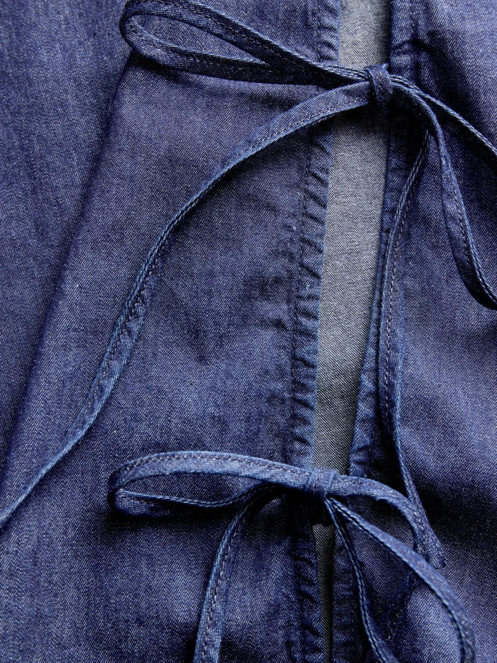 Jjxx - Jxdebby Chambrey Sl Top - 4954873 Dark Blue Denim Toppe 