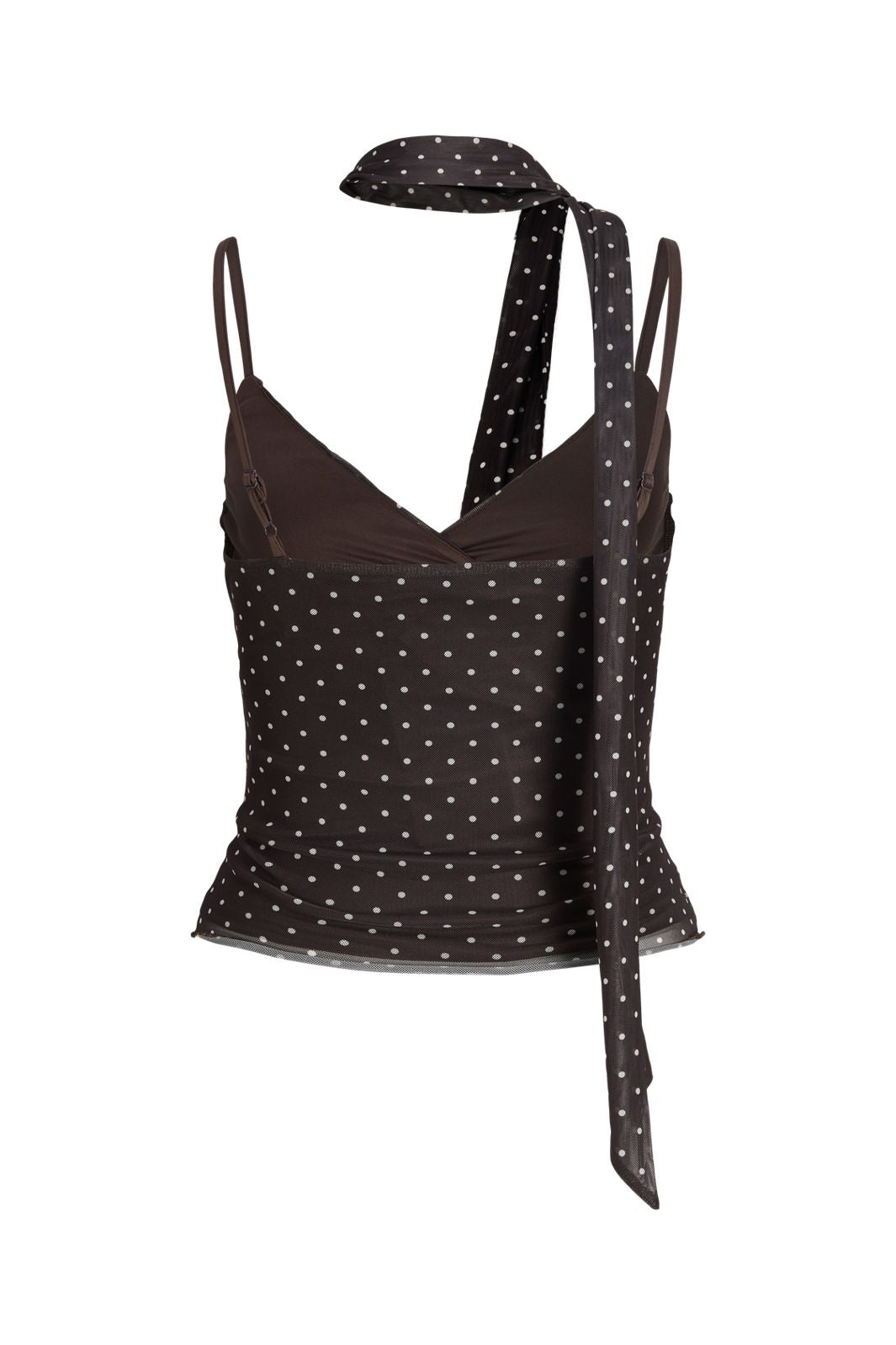 Jjxx - Jxelvira Mesh Sl Scarf Top - 4954829 Seal Brown Dot