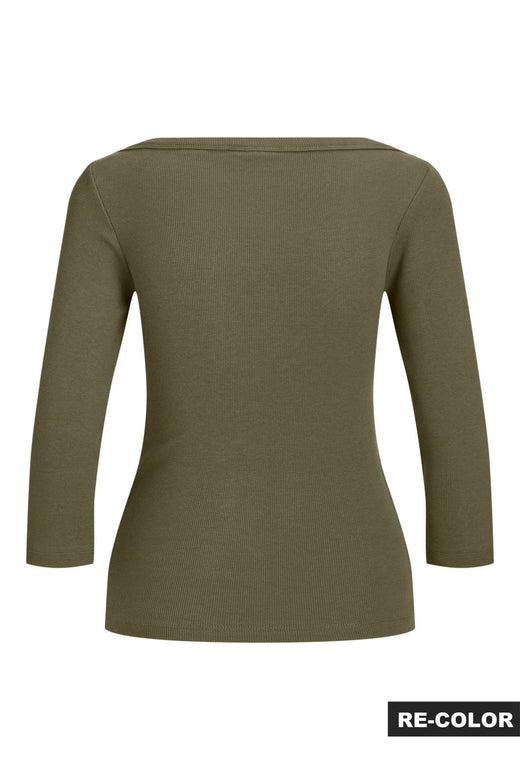 Jjxx - Jxfifi Str 3/4 Boatneck Top - 5236934 Burnt Olive