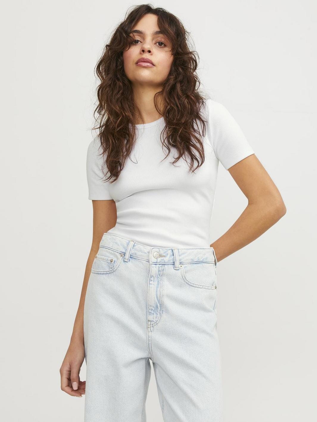 Jjxx - Jxfrankie Str Ss Rib Tee - 4244251 Bright White