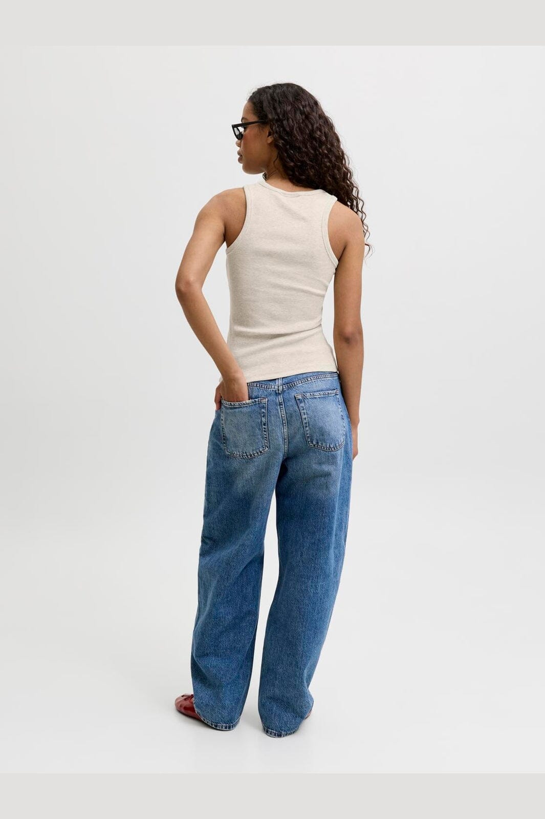 Jjxx - Jxfrida Sl U-Neck Top - 5018836 Oatmeal Melange