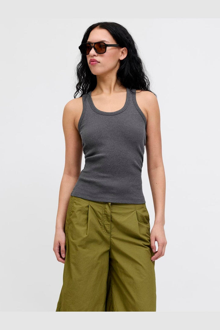 Jjxx - Jxfrida Sl U-Neck Top - 5037762 Dark Grey Melange