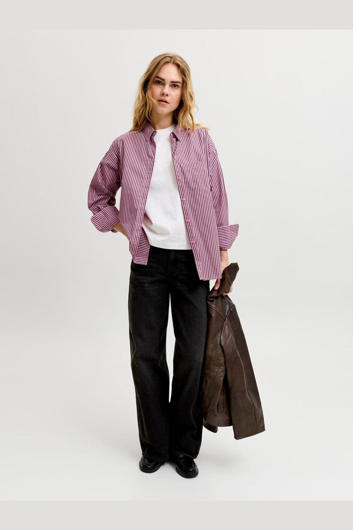Jjxx - Jxjamie Ls Relaxed Poplin Shirt - 5040519 Orchid Smoke Demitasse