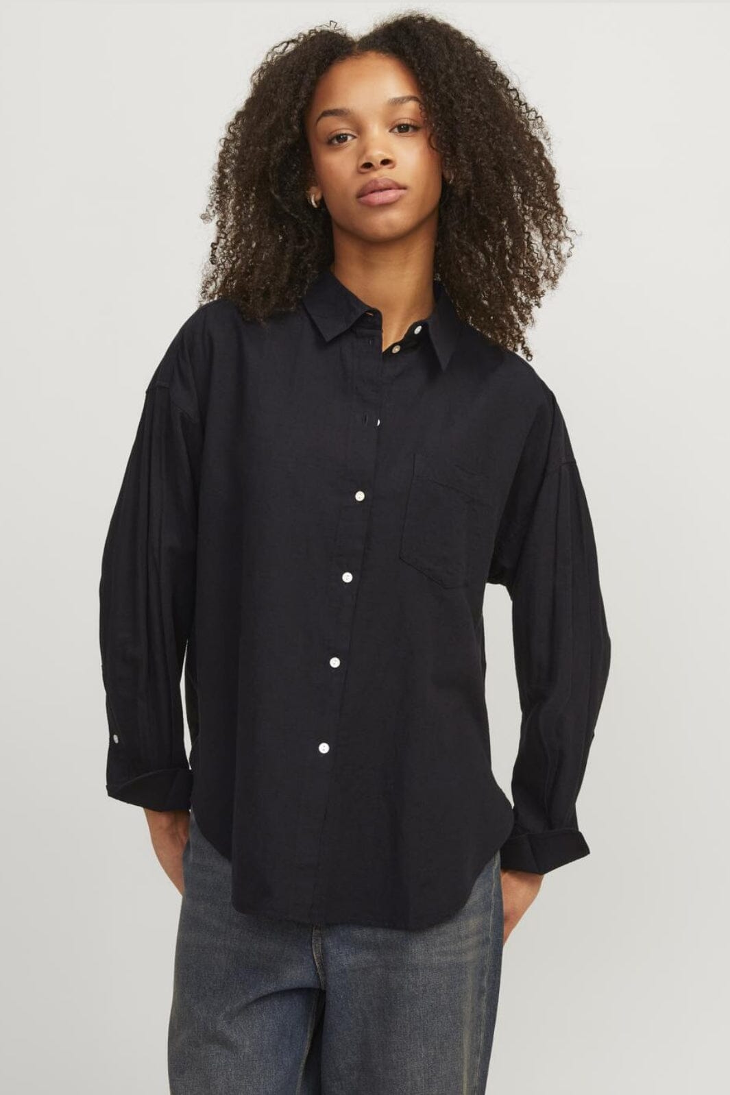 Jjxx - Jxjamie Ls Rlx Linen Blend Shirt Sn - 4493799 Black Skjorter 