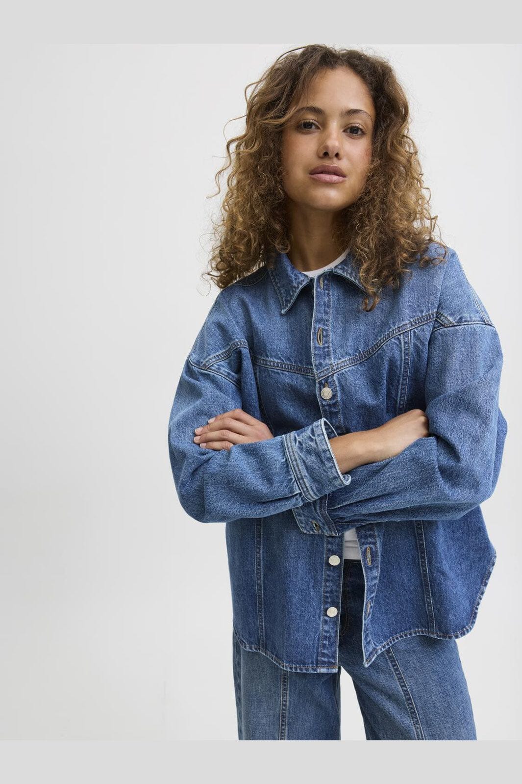 Jjxx - Jxjamila Ls Denim Overshirt R282 Ln - 4825649 Medium Blue Denim