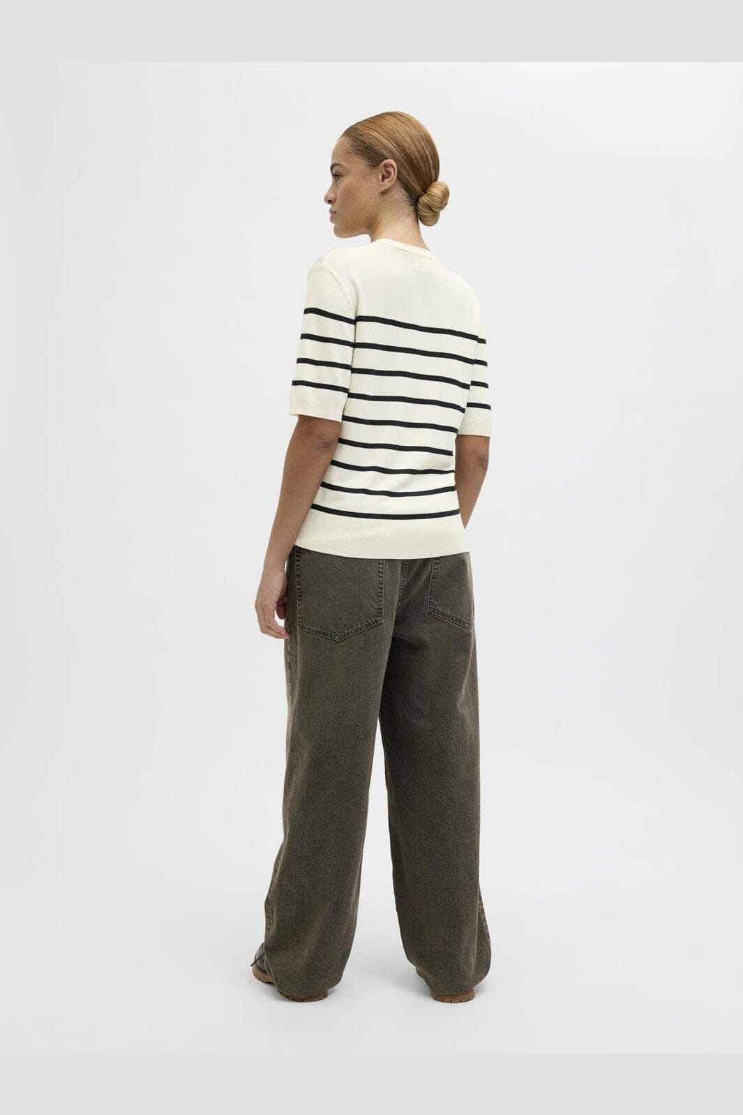 Jjxx - Jxlayla Comfy Ss Knit - 4550749 Vanilla Ice /Black