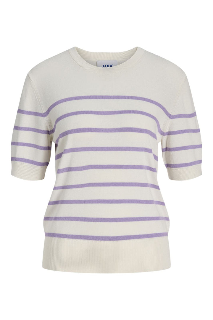 Jjxx - Jxlayla Comfy Ss Knit - 4916165 Vanilla Ice /Purple Rose