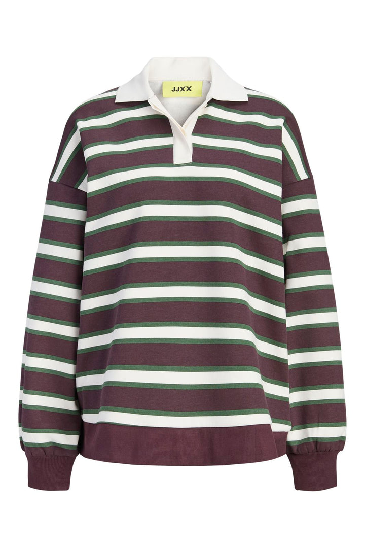 Jjxx - Jxpaloma Ls Stripe Polo Swt - 5129889 Fudge Vanilla Ice / Greener Pastures