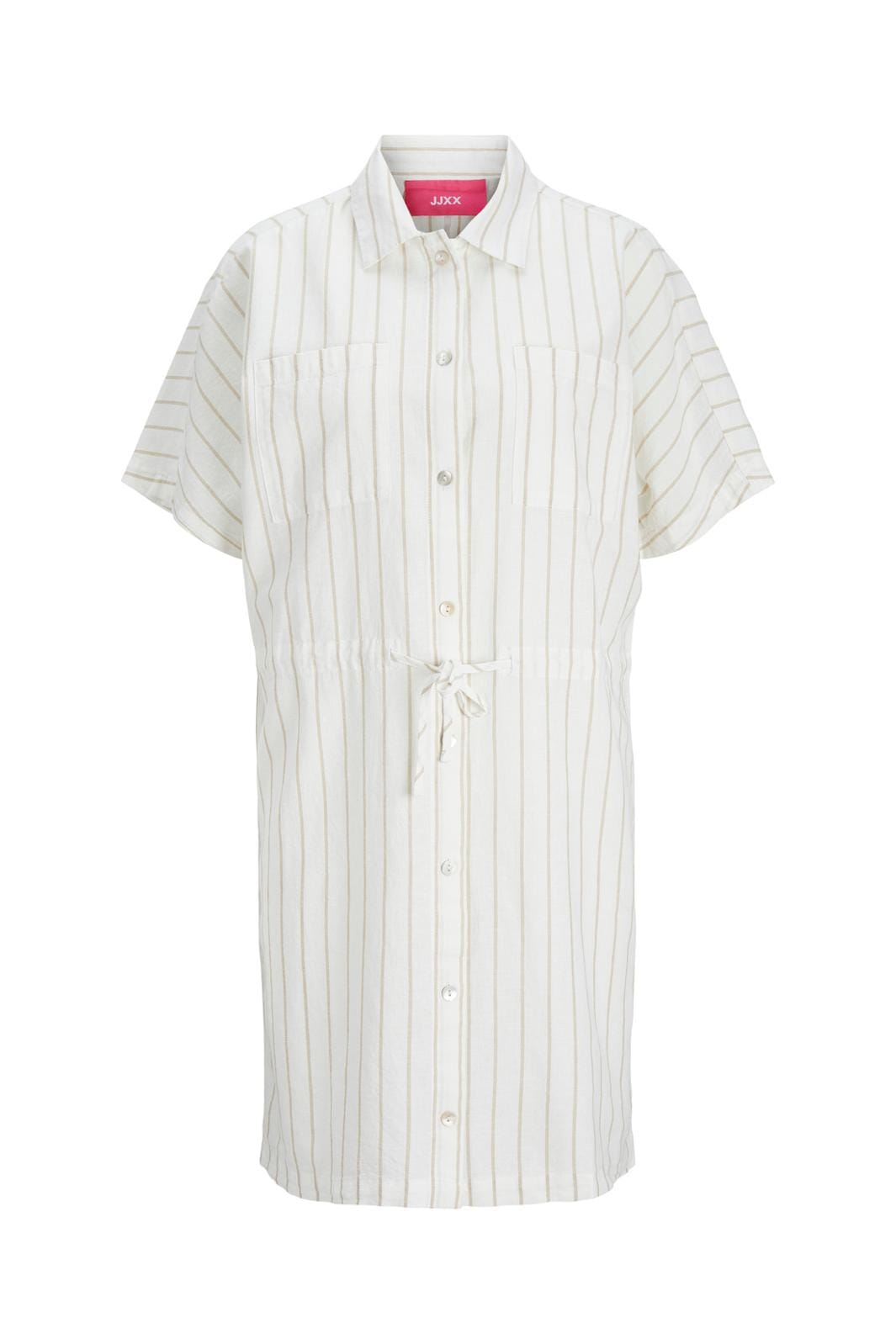 Jjxx - Jxsana Linen Blend Short Dress - 4468539 Blanc De Blanc Cornstalk