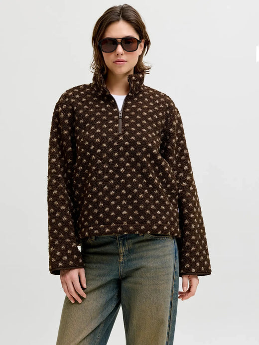 Jjxx - Jxvera Half Zip Teddy Jacket - 5034468 Bracken Petit Dot Off White Jakker 