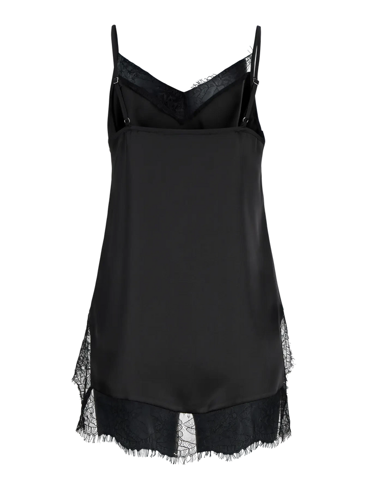 Jjxx - Jxvima Singlet Satin Lace Long Top - 5076719 Black Toppe 