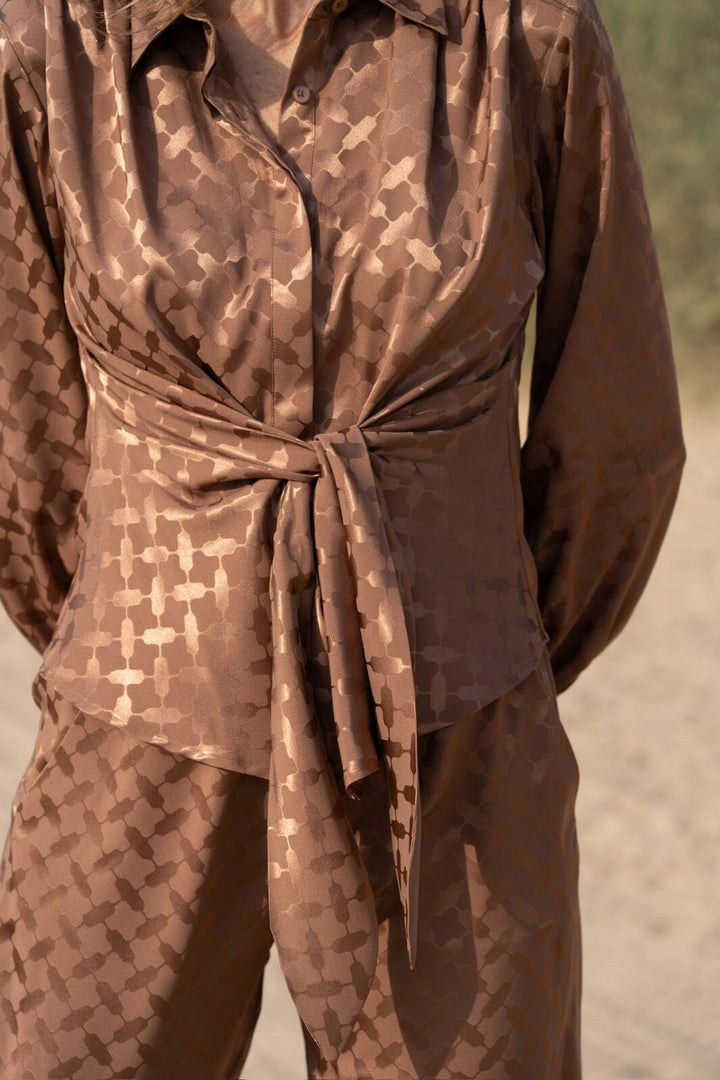 Karmamia - Lee Shirt - Camel Keffiyeh Jacquard Skjorter 