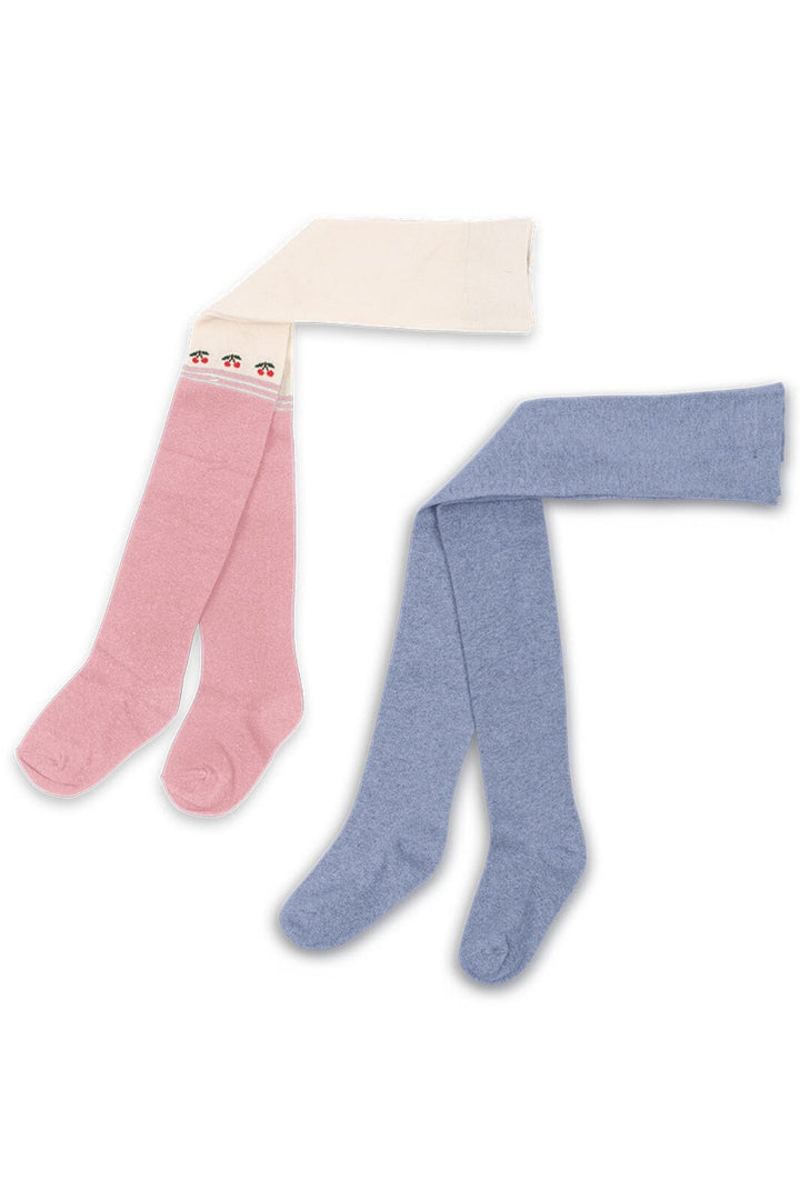 Konges Sløjd - 2 Pack Cherry Lurex Tights Ks103629 - Purple/pink Dolphin