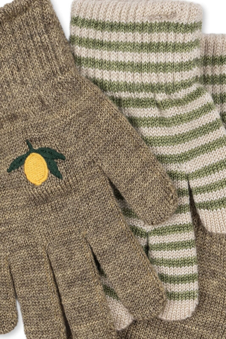 Konges Sløjd - 2 Pack Filla Gloves Ks103430 - Lemon/stripe