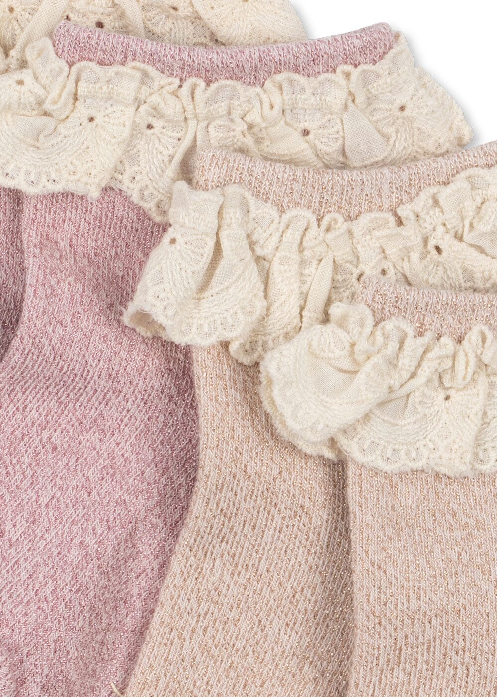 Konges Sløjd - 2 Pack Glitter Frill Socks Ks105221 - Rosette
