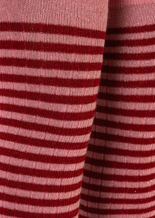 Konges Sløjd - 2 Pack Glitter Tights Ks106343 - Red Stripe Strømpebukser 