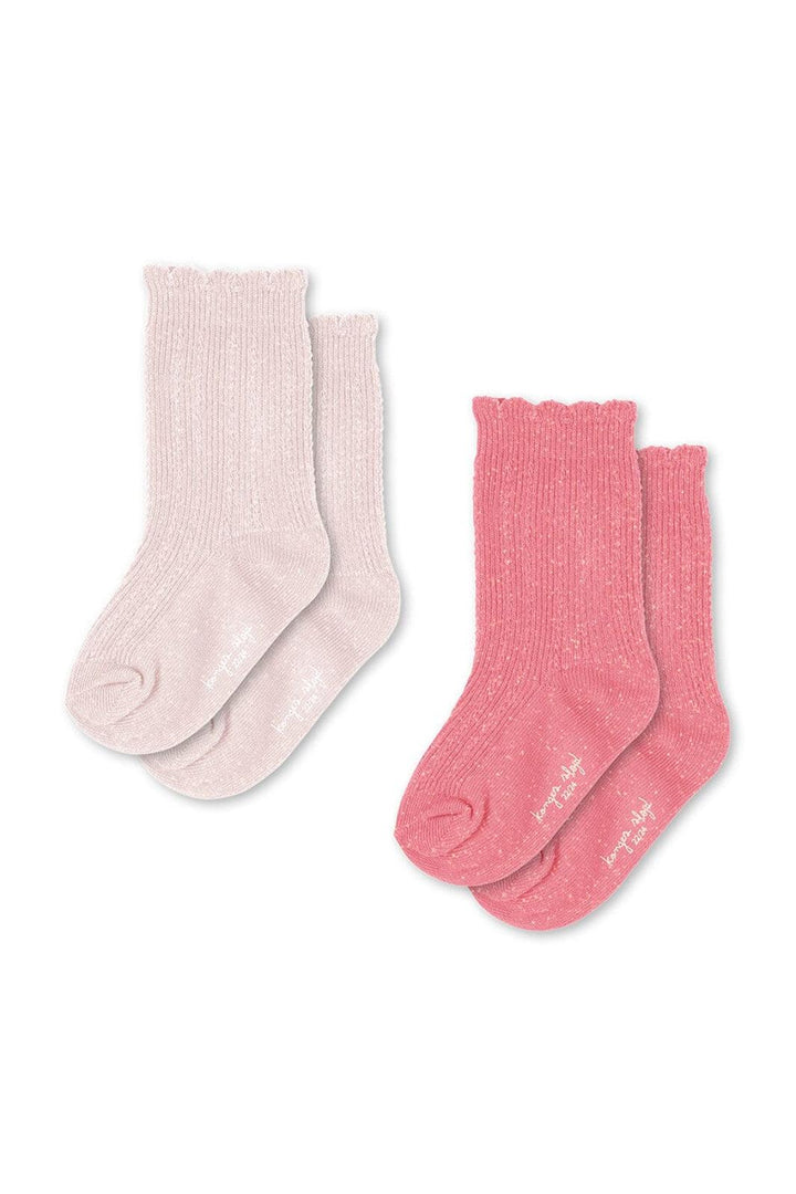 Konges Sløjd - 2 Pack Rib Glitter Socks Ks107389 - Rose Mix