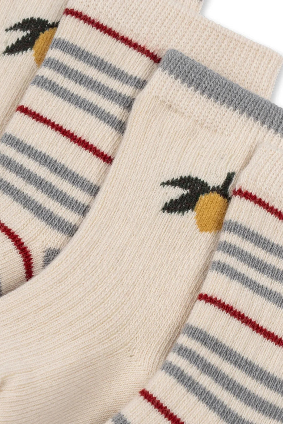 Konges Sløjd - 2 Pack Rib Stripe Socks Ks106352 - Blue Stripe/lemon Strømper 